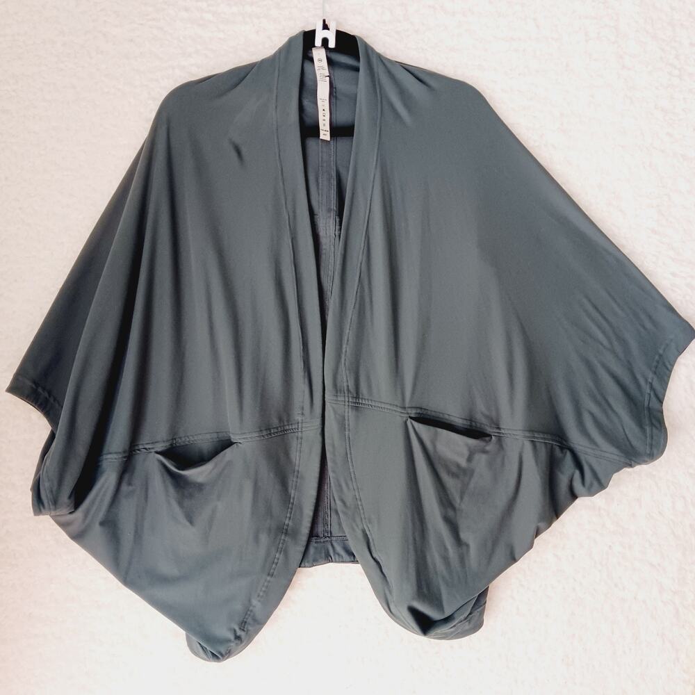 Sweater Cardigan Dusty Green Forest Kimono Raw Mode Slash Pockets Bat Wing Sz L